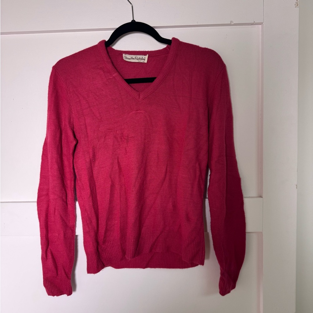 Diane Von Furstenberg Pink V-Neck Sweater